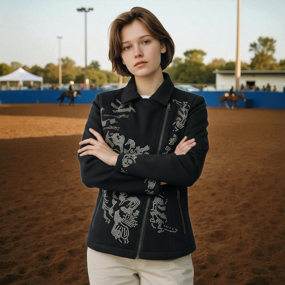 Montanaco Black Copper Studded Jacket Western Pleasure Size Small